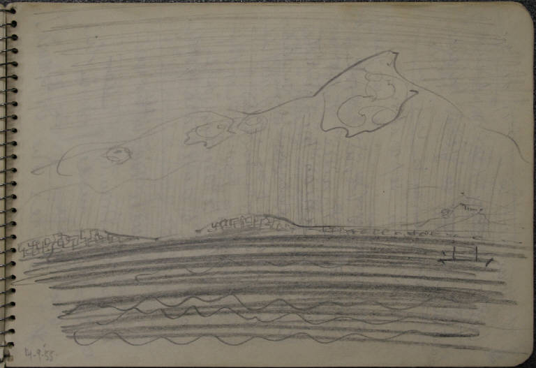 Santorini, PAESAGGIO (disegno, opera isolata) di Congdon Grosvenor, William - ambito statunitense Action Painting (seconda metà sec. XX)