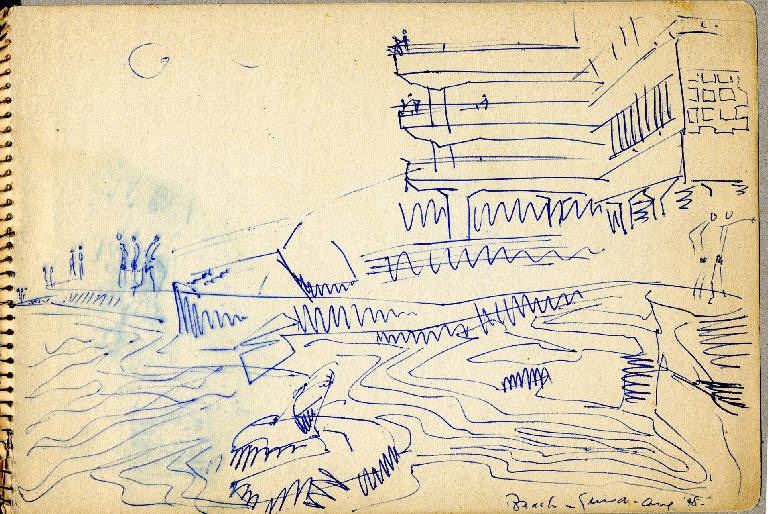 Beach - Genoa, VEDUTA DI CITTA' (disegno, opera isolata) di Congdon Grosvenor, William - ambito statunitense Action Painting (seconda metà sec. XX)