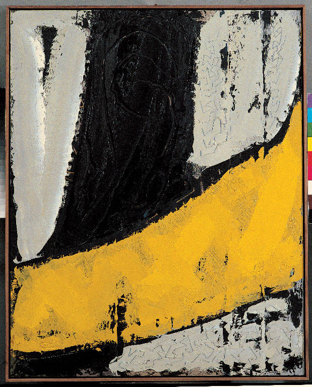 Nero e giallo, Paesaggio rurale (dipinto, opera isolata) di Congdon Grosvenor, William - ambito statunitense Action Painting (sec. XX)