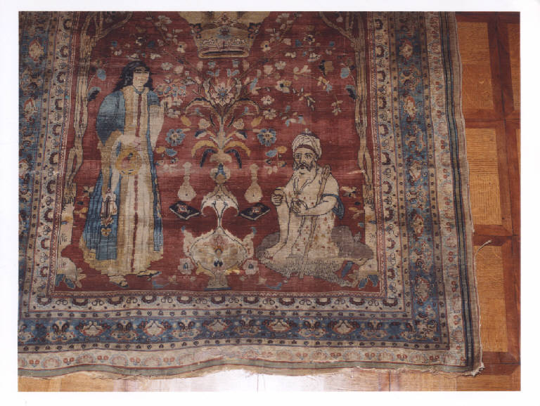 Figura maschile di anziano con figura maschile (tappeto, opera isolata) - manifattura Tabriz (inizio sec. XX)