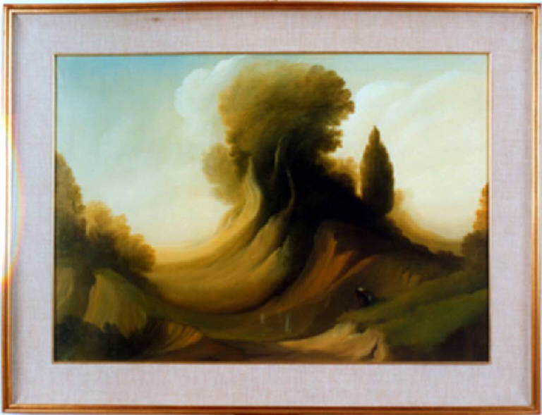 Il riposo, Paesaggio montano (dipinto, opera isolata) di Bartolini Ubaldo (ultimo quarto sec. XX)