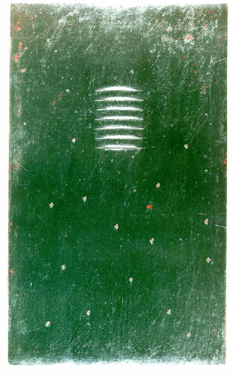 Senza titolo, Composizione spaziale nera (dipinto, opera isolata) di Bettineschi Mariella (ultimo quarto sec. XX)