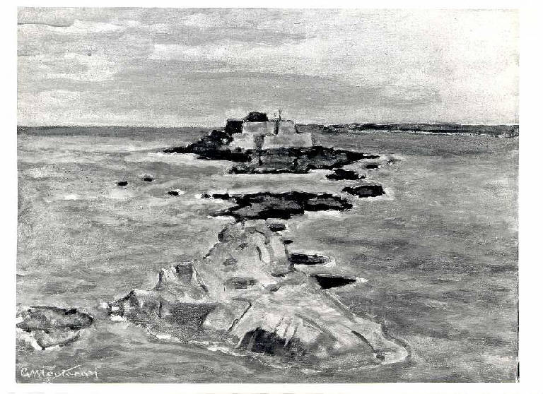 Fort National, Bretagna S. Malo (dipinto, opera isolata) di Montanari Giuseppe (metà sec. XX)