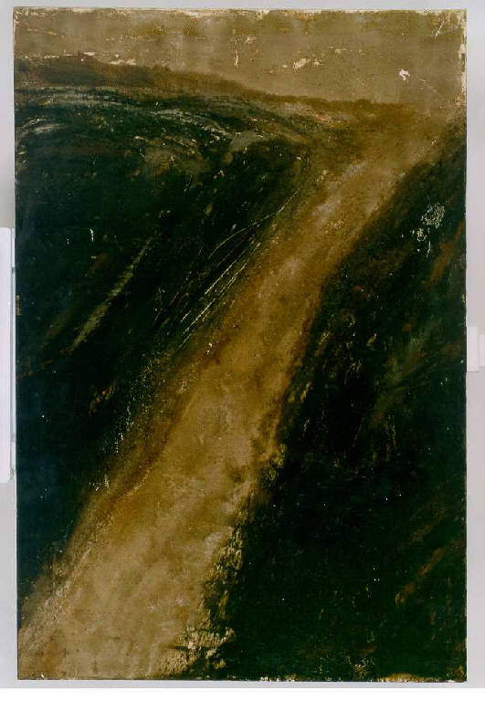 Idea di paesaggio, Composizione di forme astratto informali (dipinto, opera isolata) di Lovaglio Salvatore (fine sec. XX)