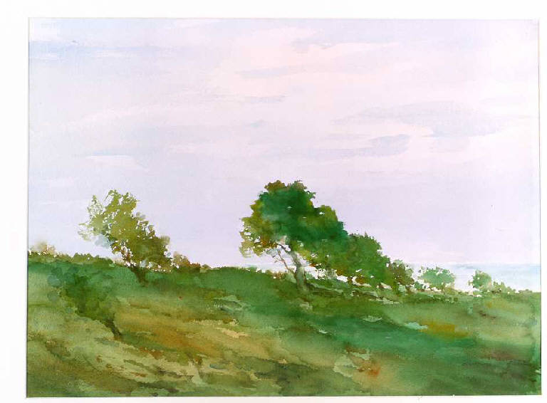 Natura in te respiro, Paesaggio con alberi (dipinto, opera isolata) di Schiavo Marcello (fine sec. XX)