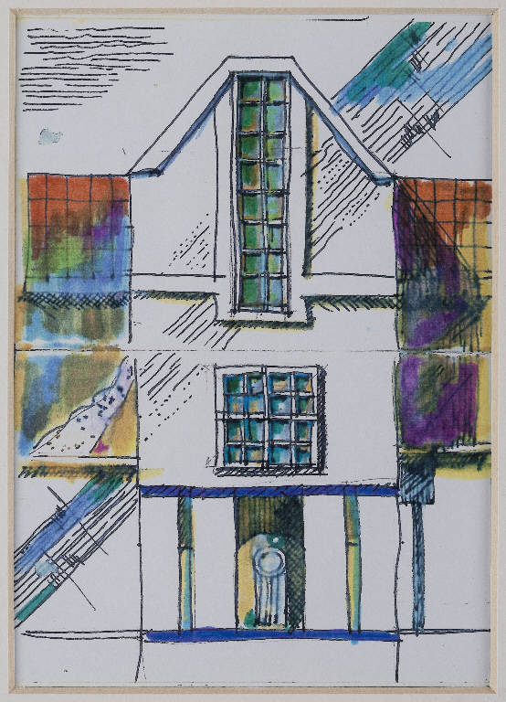 Schizzi di architettura, Architettura di una facciata (disegno, opera isolata) di Introini, Vittorio (ultimo quarto sec. XX)