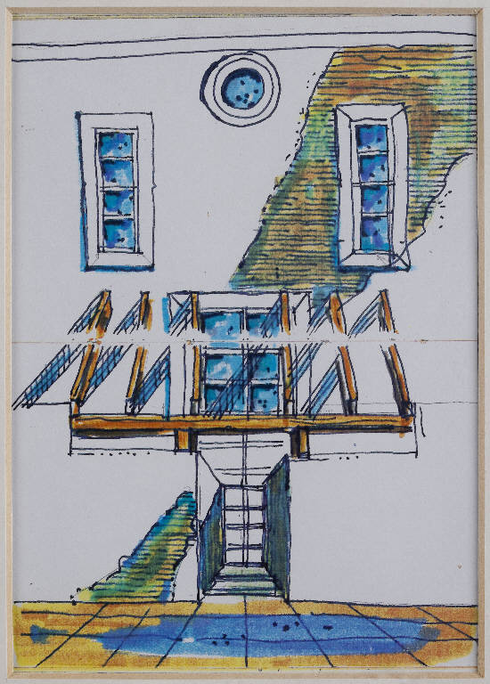 Schizzi di architettura, Architettura di una facciata con finestre (disegno, opera isolata) di Introini, Vittorio (ultimo quarto sec. XX)
