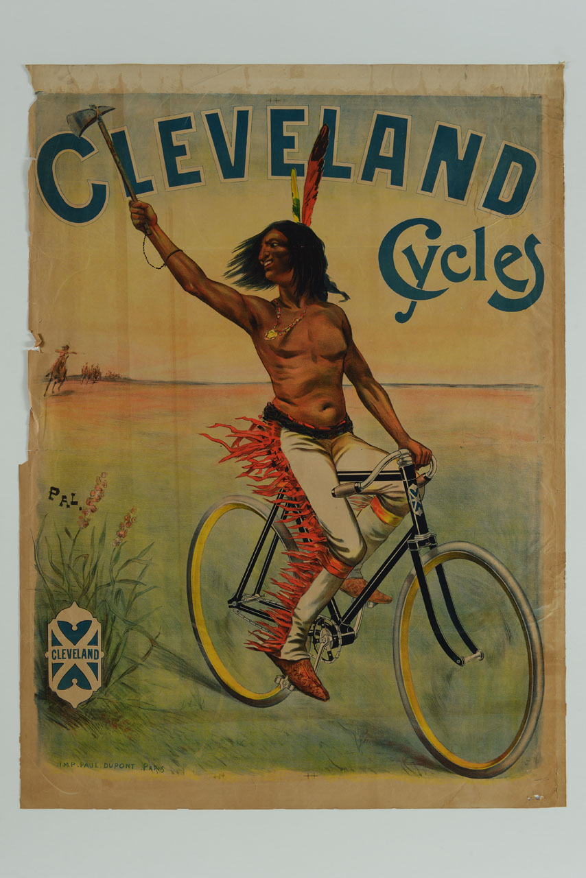 indiano d'America a cavallo di una bicicletta (manifesto) di Paleologue Jean / de Paleologu Jean (sec. XIX)