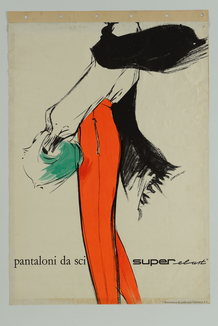donna con pantaloni da sci (manifesto) di Deville - ambito austriaco (metà sec. XX)