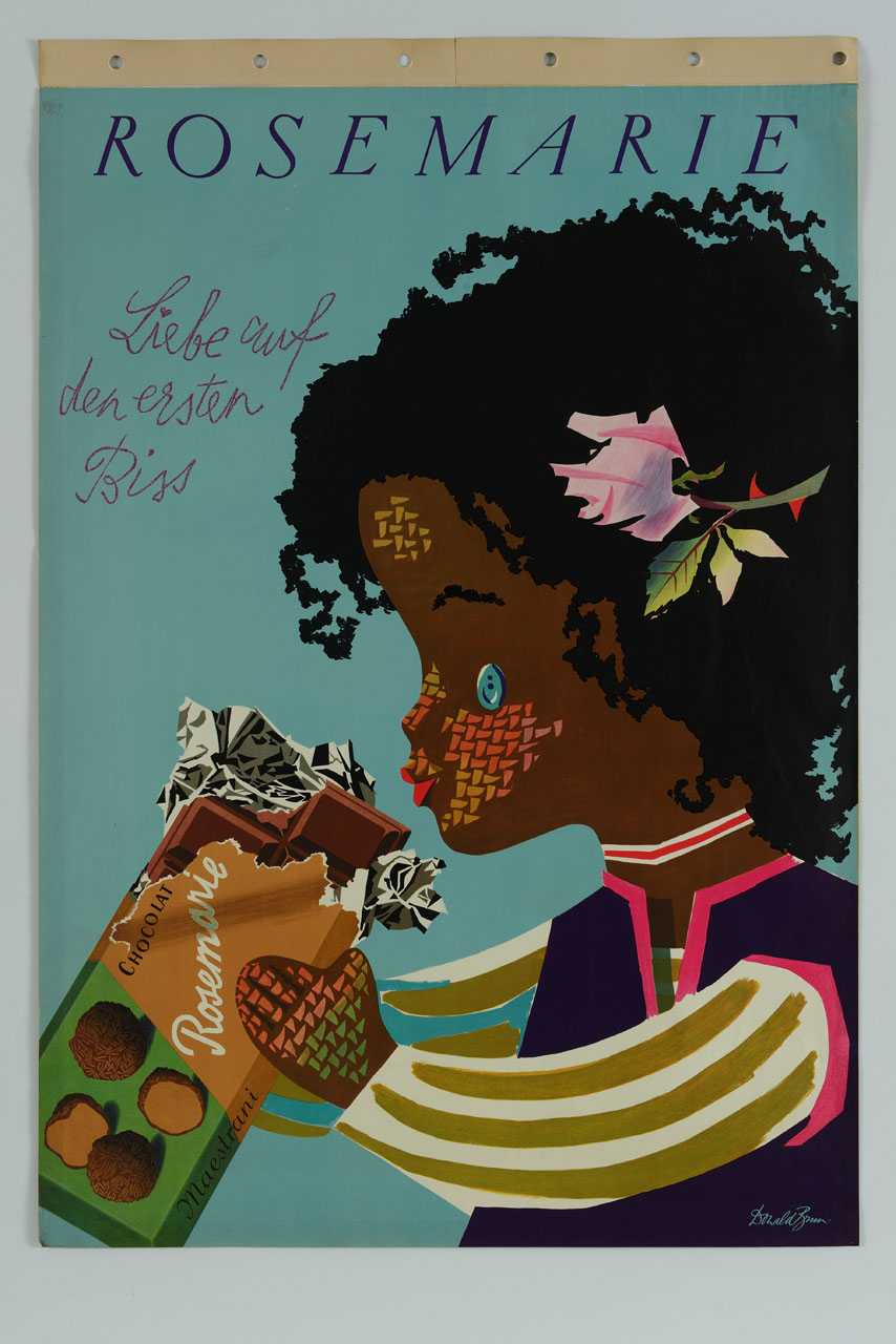 bambina con tavoletta di cioccolato (manifesto) di Brun Donald (sec. XX)