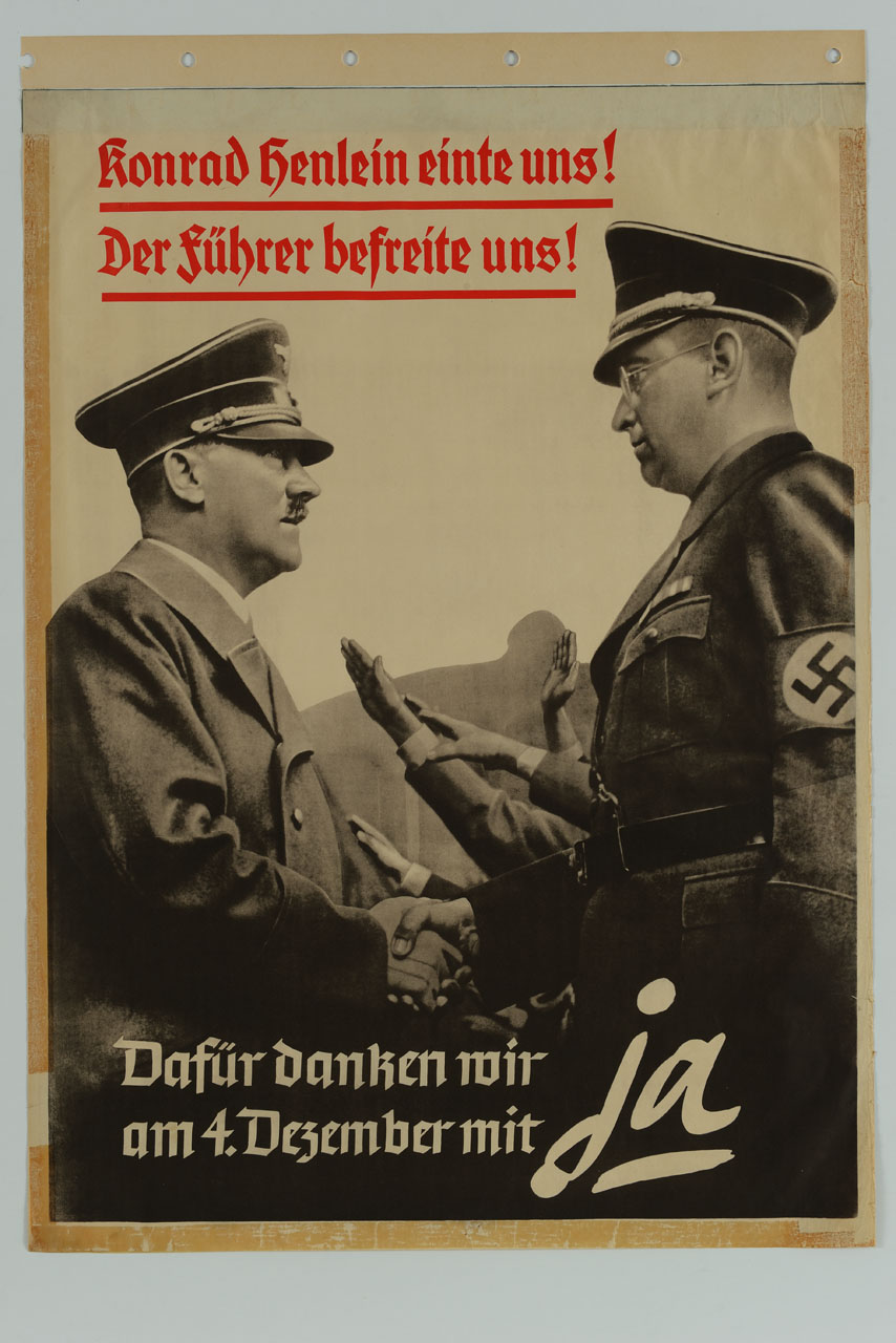Hitler e Henlein si stringono la mano (manifesto) - ambito tedesco (sec. XX)
