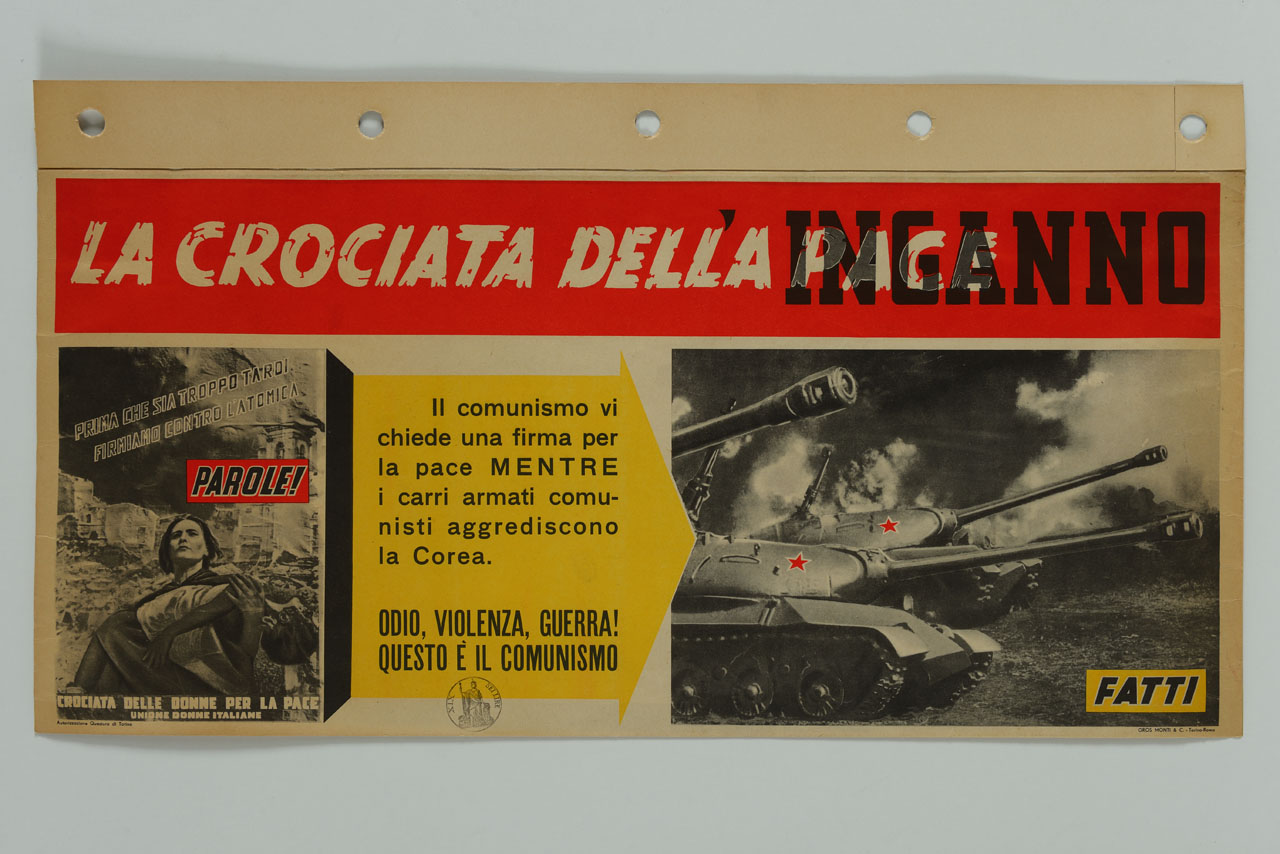 madre con figlio morto in braccio e carri armati (manifesto) - ambito italiano (sec. XX)