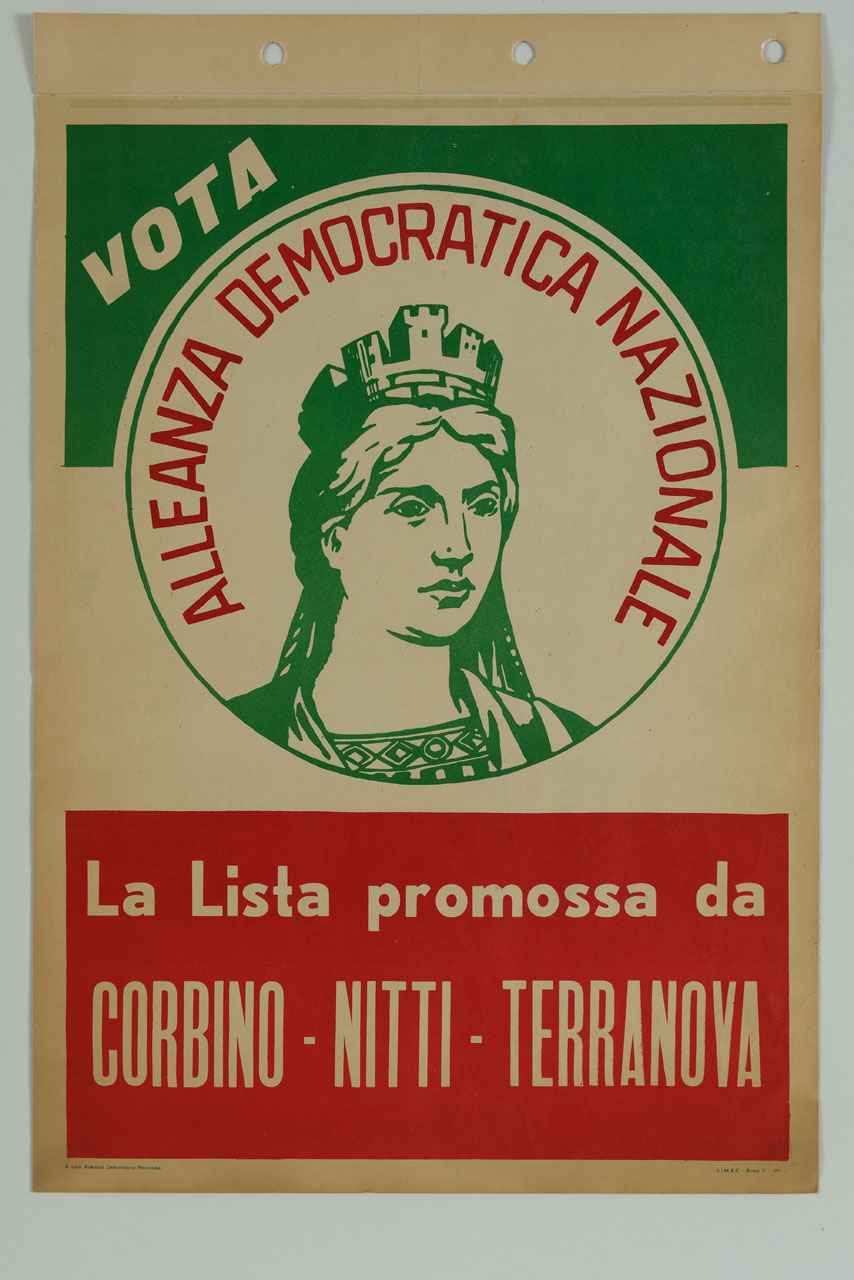 simbolo politico dell'Alleanza Democratica Nazionale (manifesto) - ambito italiano (sec. XX)