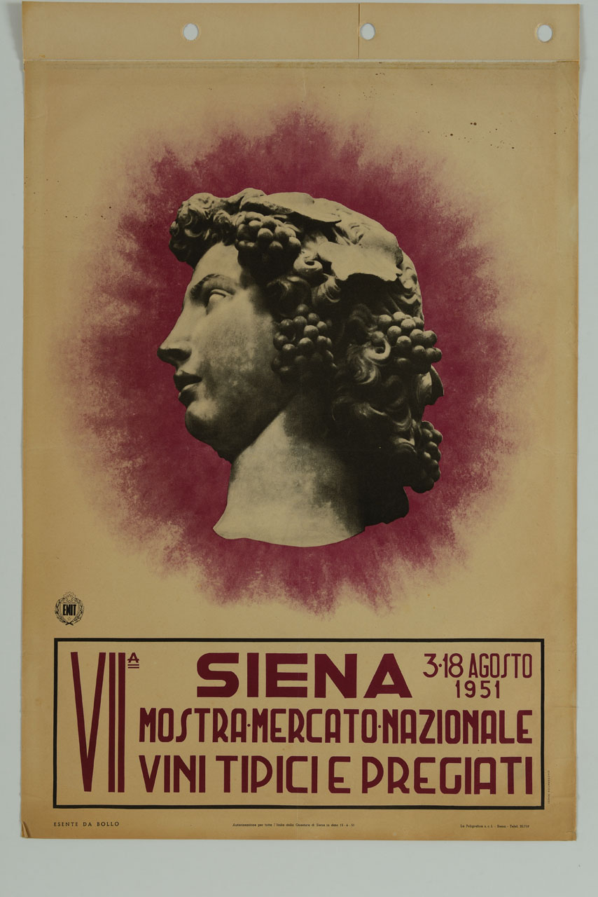 testa scultorea di Bacco (manifesto) - ambito italiano (sec. XX)