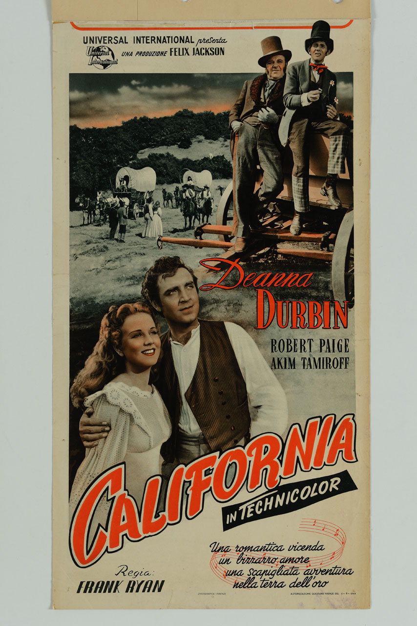 fotogrammi del film California con Deanna Durbin e Robert Paige (manifesto) - ambito italiano (sec. XX)