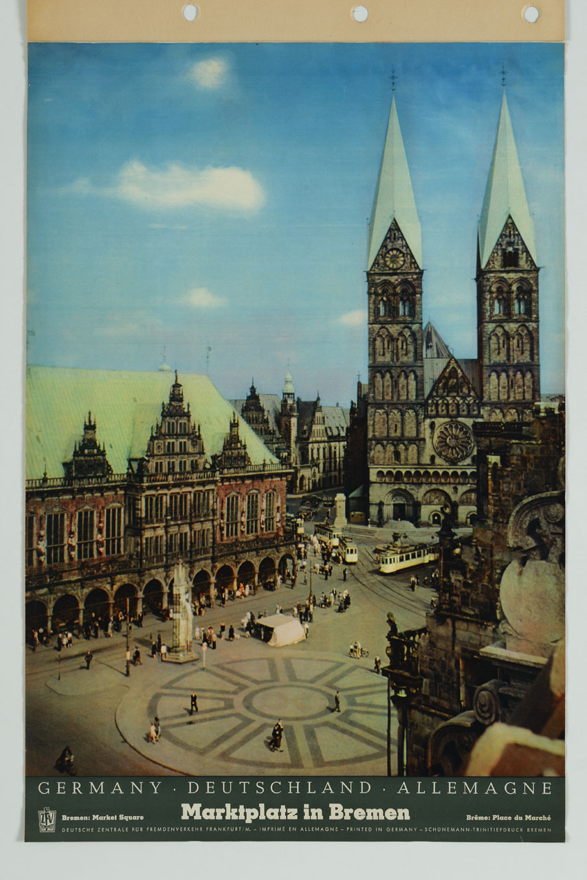 veduta della piazza del Mercato di Brema (manifesto) - ambito tedesco (sec. XX)