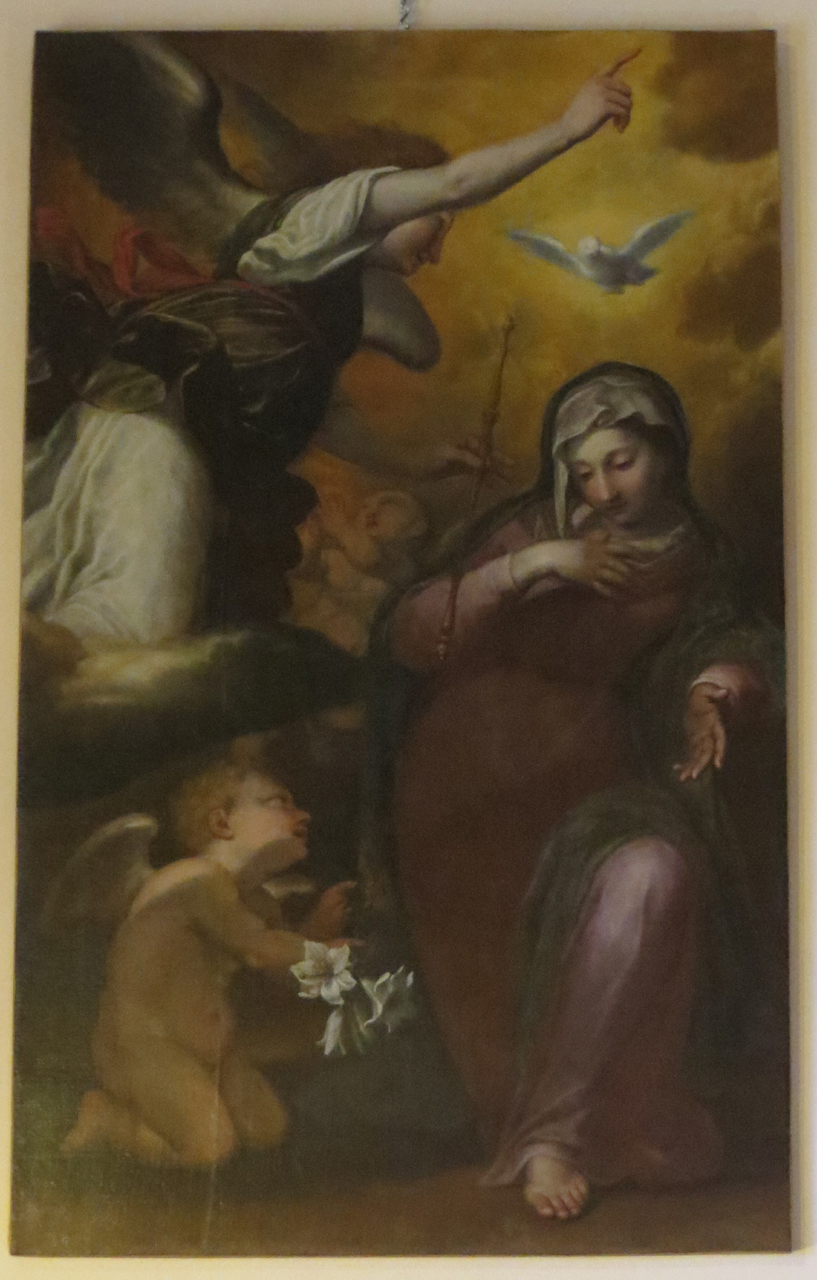 Annunciazione (dipinto, pendant) - ambito marchigiano (prima metà sec. XVII)