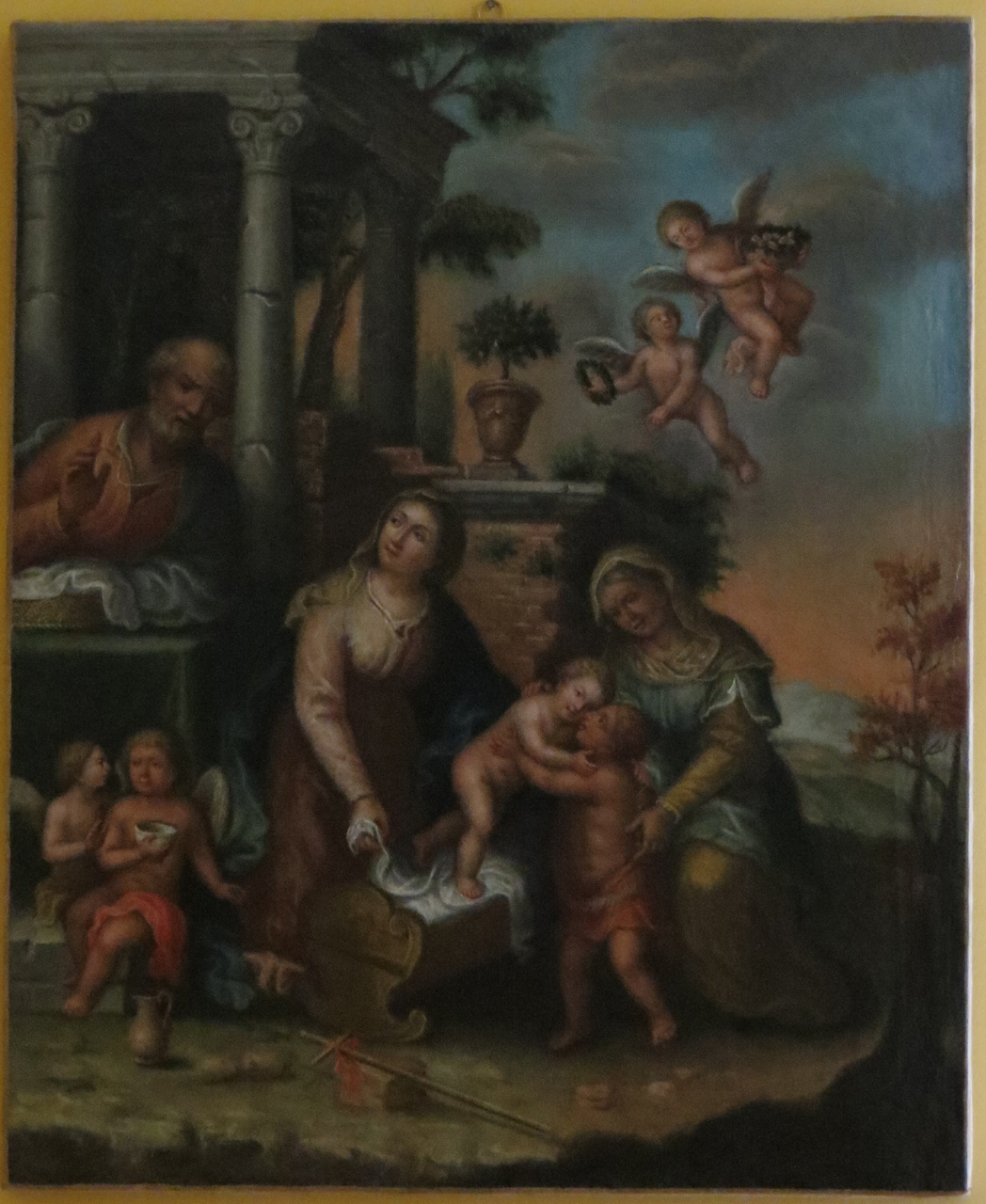 Sacra Famiglia con San Giovannino e Sant'Elisabetta (dipinto) - ambito marchigiano (metà/ metà secc. XVIII/ XIX)