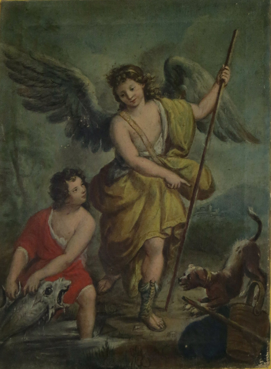 Tobia che porta il pesce e l'angelo (dipinto) - ambito marchigiano (metà/ metà secc. XVIII/ XIX)