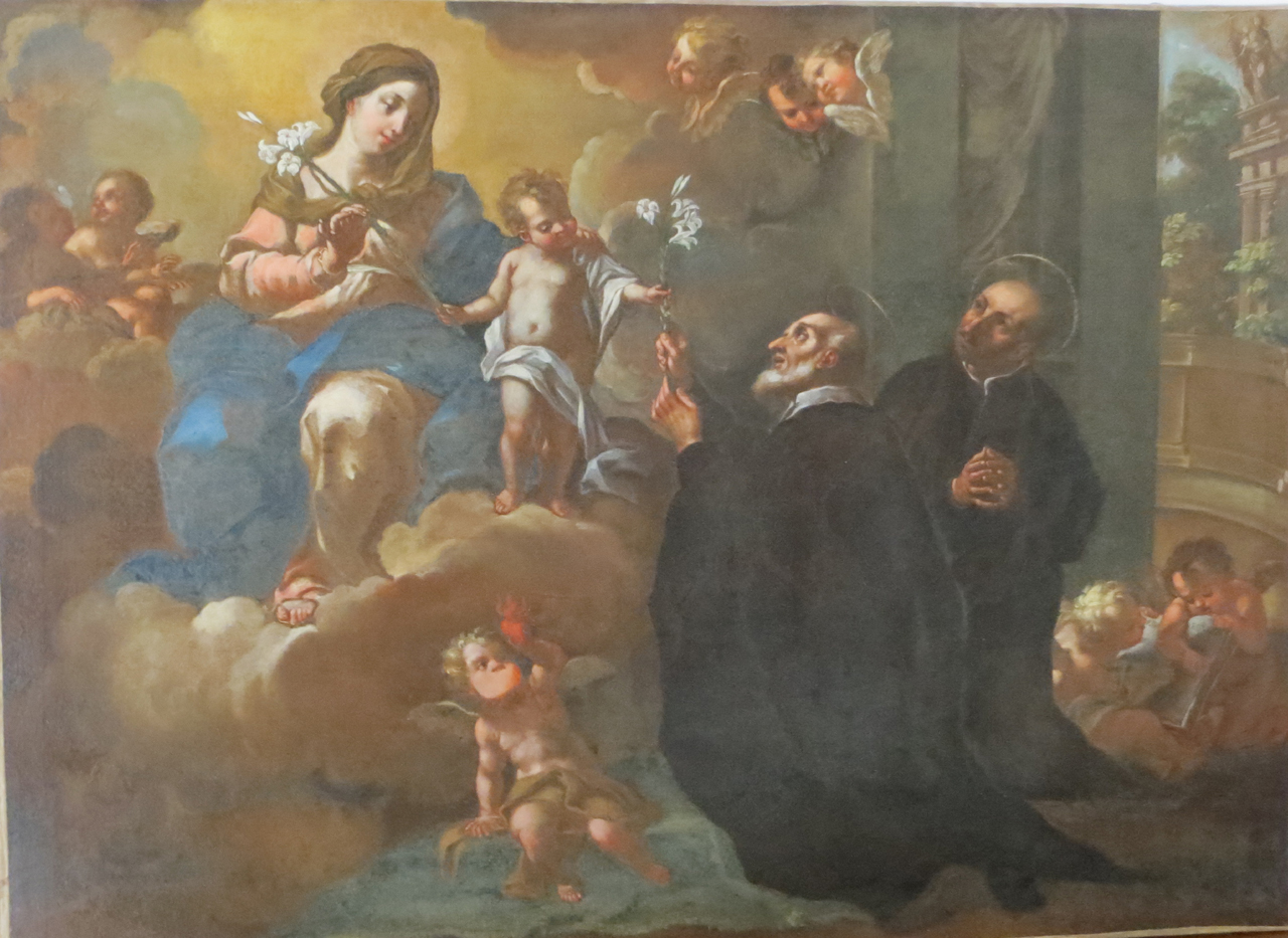 Apparizione della Madonna a San Filippo Neri e Sant'Ignazio (dipinto) - ambito marchigiano (sec. XVIII)