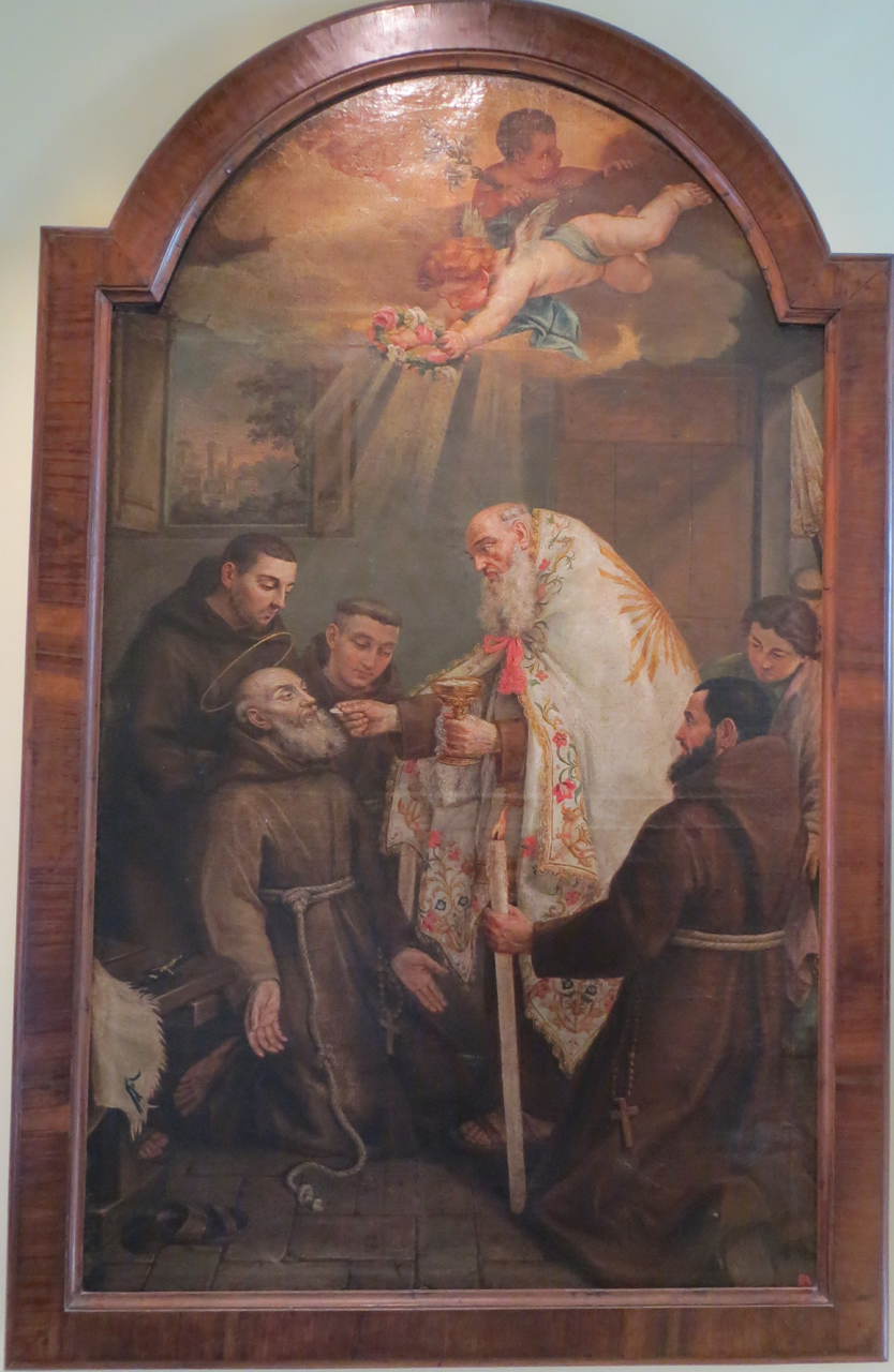 ultima comunione di san Serafino da Montegranaro (dipinto) di Minossi Gaetano detto. Padre Raffaele (sec. XVIII)