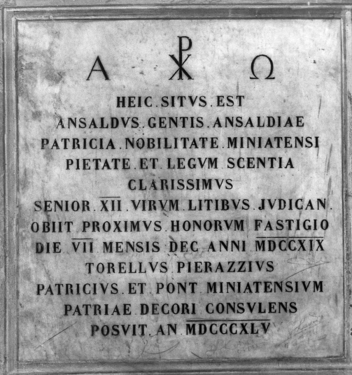 lapide commemorativa - ambito romano (terzo quarto sec. XVIII)