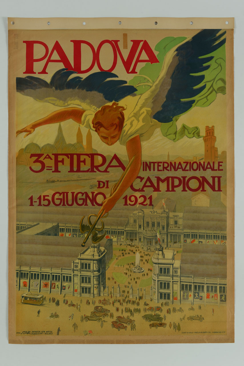 angelo in volo sulla fiera di Padova (manifesto) - ambito italiano (sec. XX)