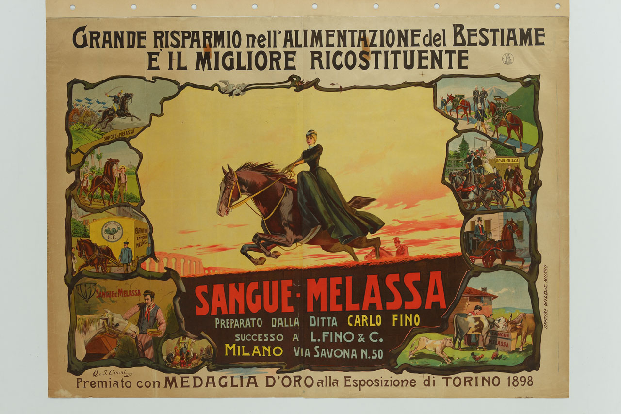 scene di attività svolte con l'aiuto dei cavalli (manifesto, stampa composita) di Cenni Quinto, Cenni Italo (fine/ inizio secc. XIX/ XX)
