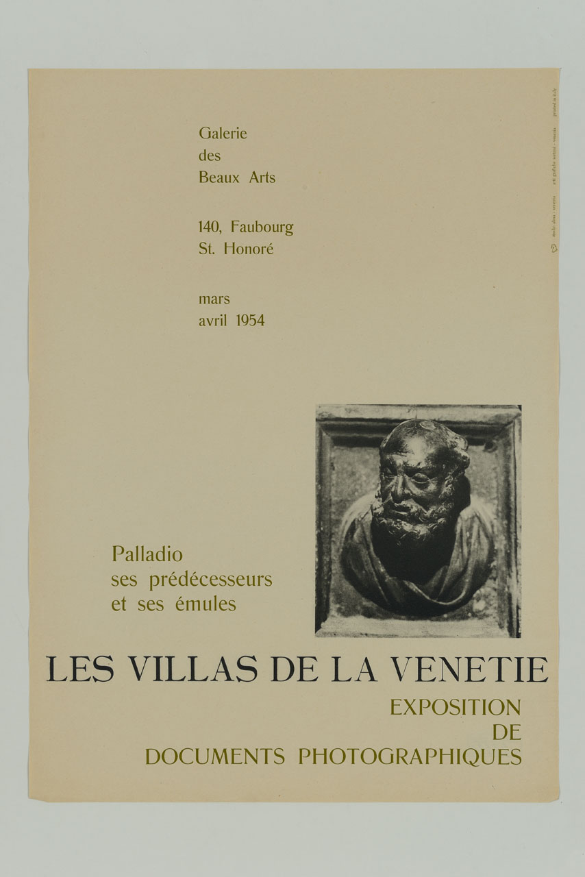 formella bronzea con il ritratto di Andrea Palladio dalla porta della sagrestia della basilica di San Marco a Venezia (locandina) - ambito francese (sec. XX)