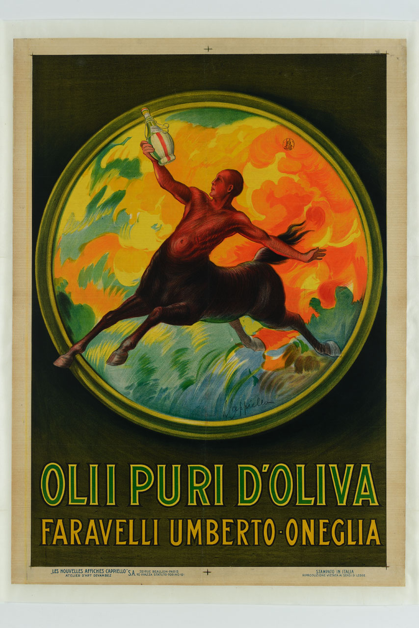 centauro con bottiglia d'olio in mano (manifesto) di Cappiello Leonetto (sec. XX)