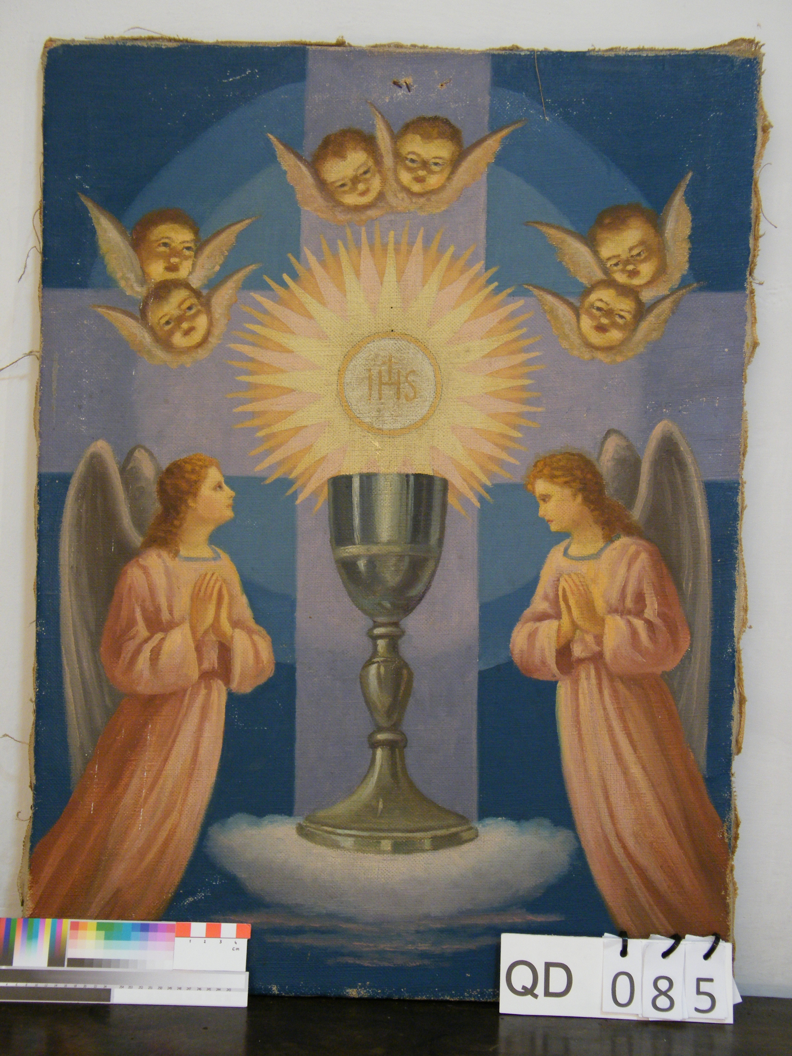 angeli adoranti il Santissimo (dipinto) - ambito marchigiano (metà sec. XX)