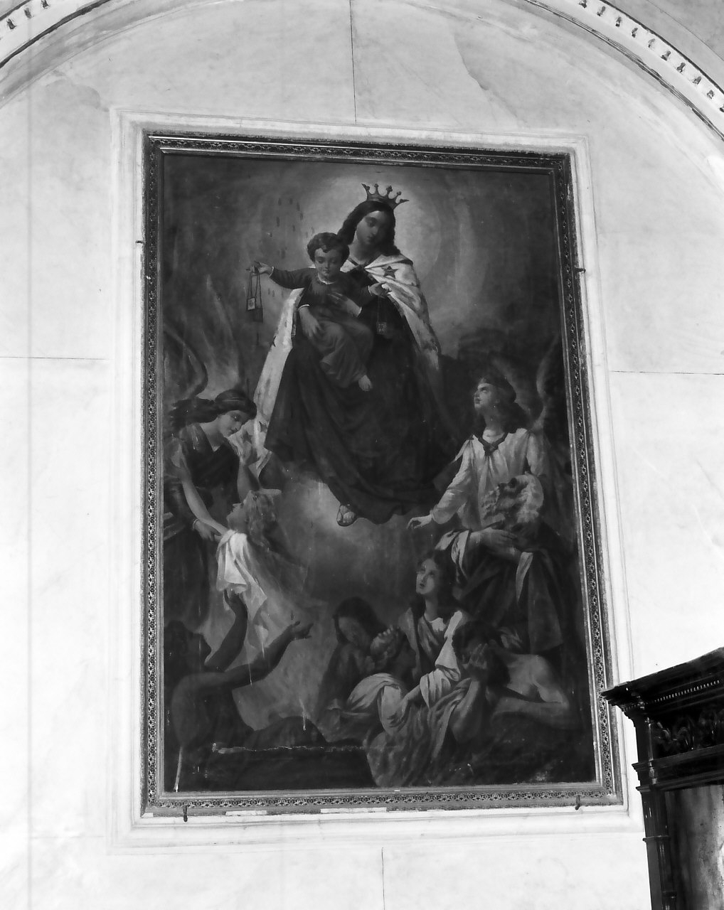 Madonna del Carmine, Madonna del Carmelo intercede per le anime del purgatorio (dipinto, opera isolata) - ambito Italia meridionale (sec. XIX)