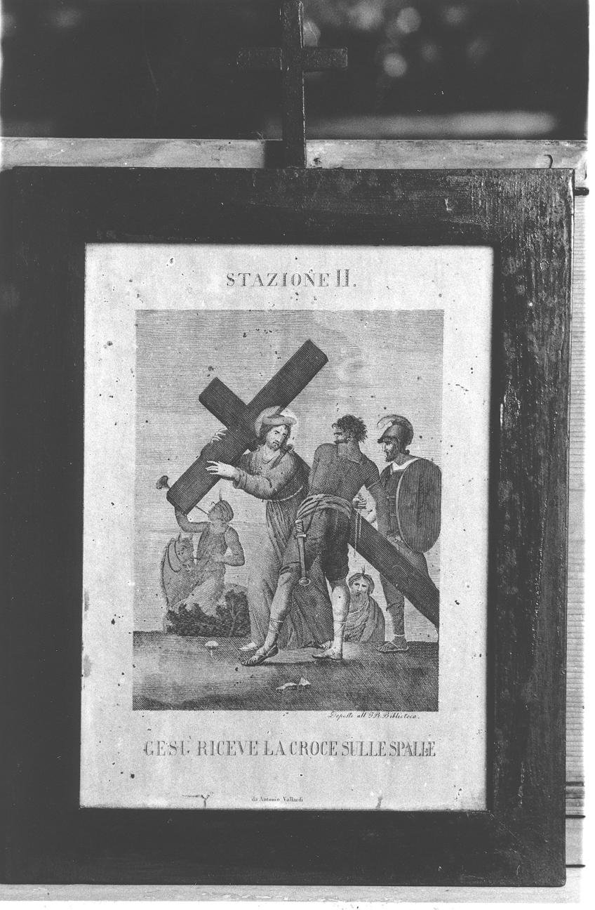 Stazione II: Gesù caricato della croce (stampa, elemento d'insieme) - ambito marchigiano (sec. XIX)