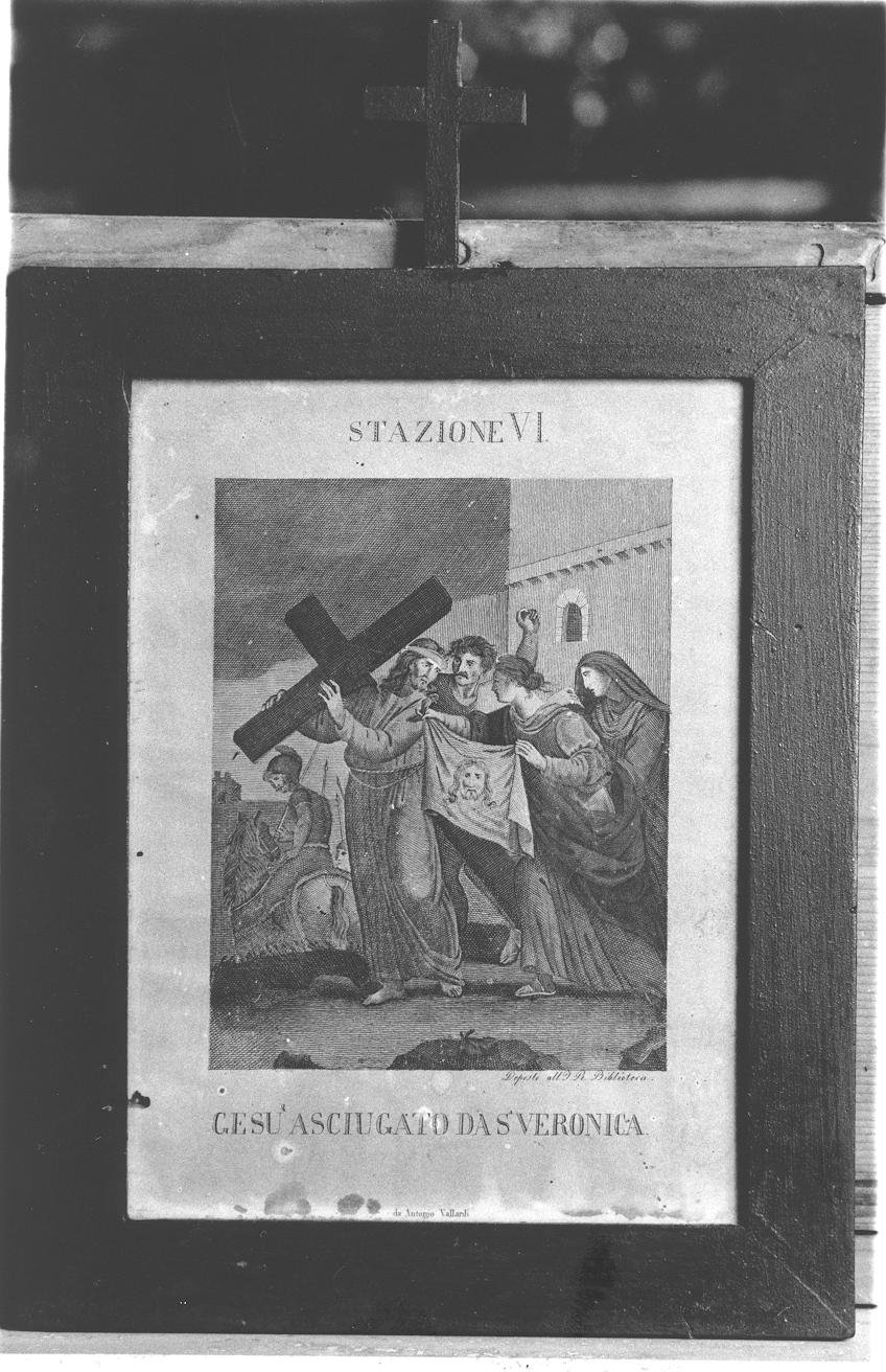 Stazione VI: Gesù asciugato da Santa Veronica (stampa, elemento d'insieme) - ambito marchigiano (sec. XIX)