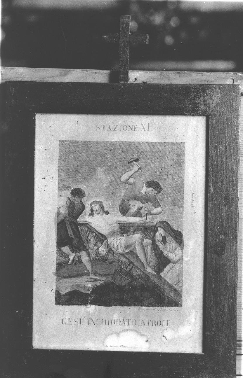 Stazione XI: Gesù inchiodato alla croce (stampa, elemento d'insieme) - ambito marchigiano (sec. XIX)