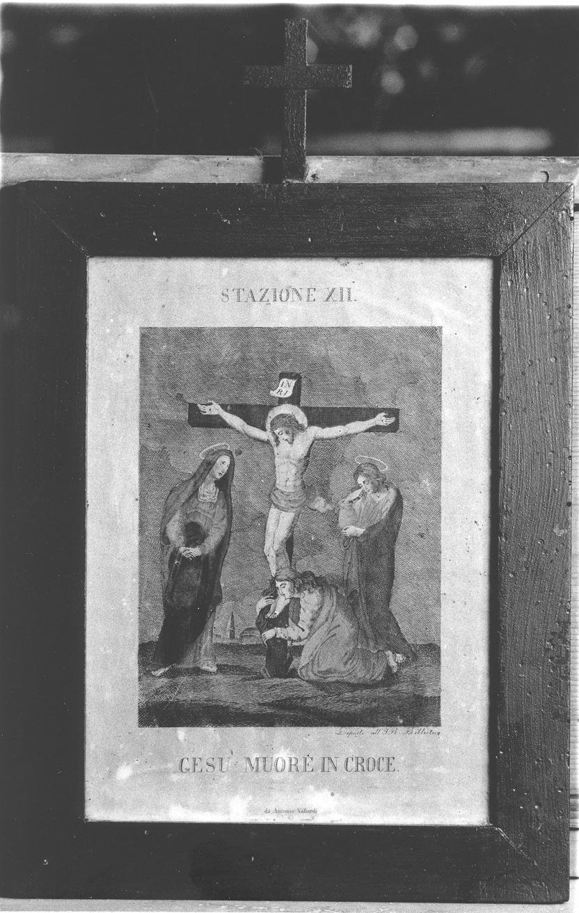 Stazione XII: Gesù innalzato e morto in croce (stampa, elemento d'insieme) - ambito marchigiano (sec. XIX)