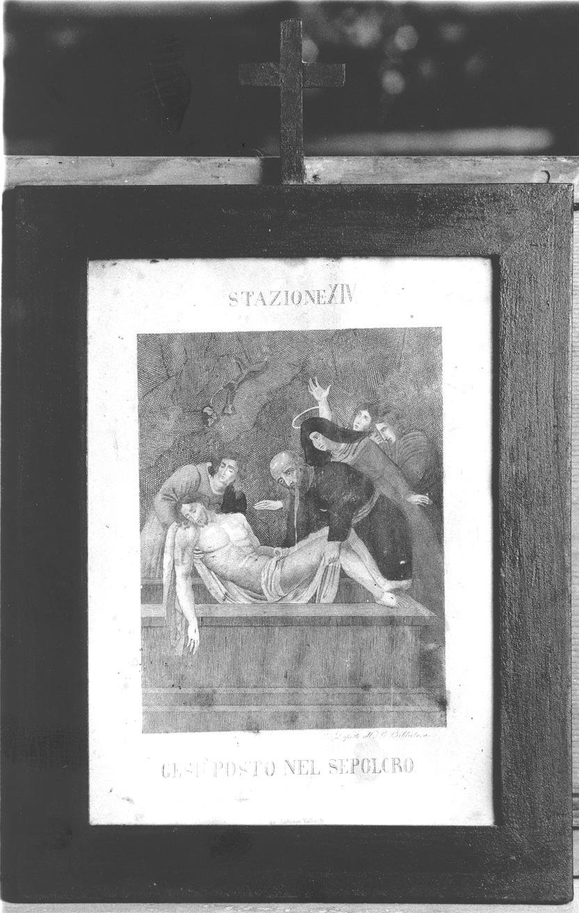 Stazione XIV: Gesù deposto nel sepolcro (stampa, elemento d'insieme) - ambito marchigiano (sec. XIX)