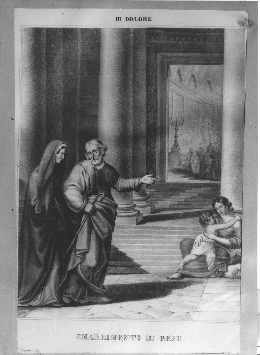 Gesù smarrito nel tempio (stampa, elemento d'insieme) di Roscioni V (ultimo quarto sec. XIX)
