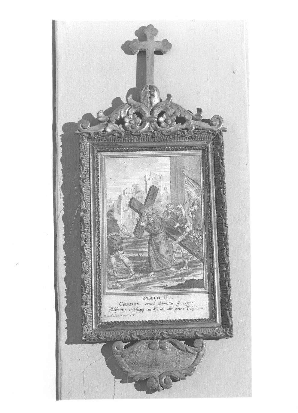 Stazione II: Gesù caricato della croce (stampa, elemento d'insieme) di Engelbrecht Martin (prima metà sec. XVIII)