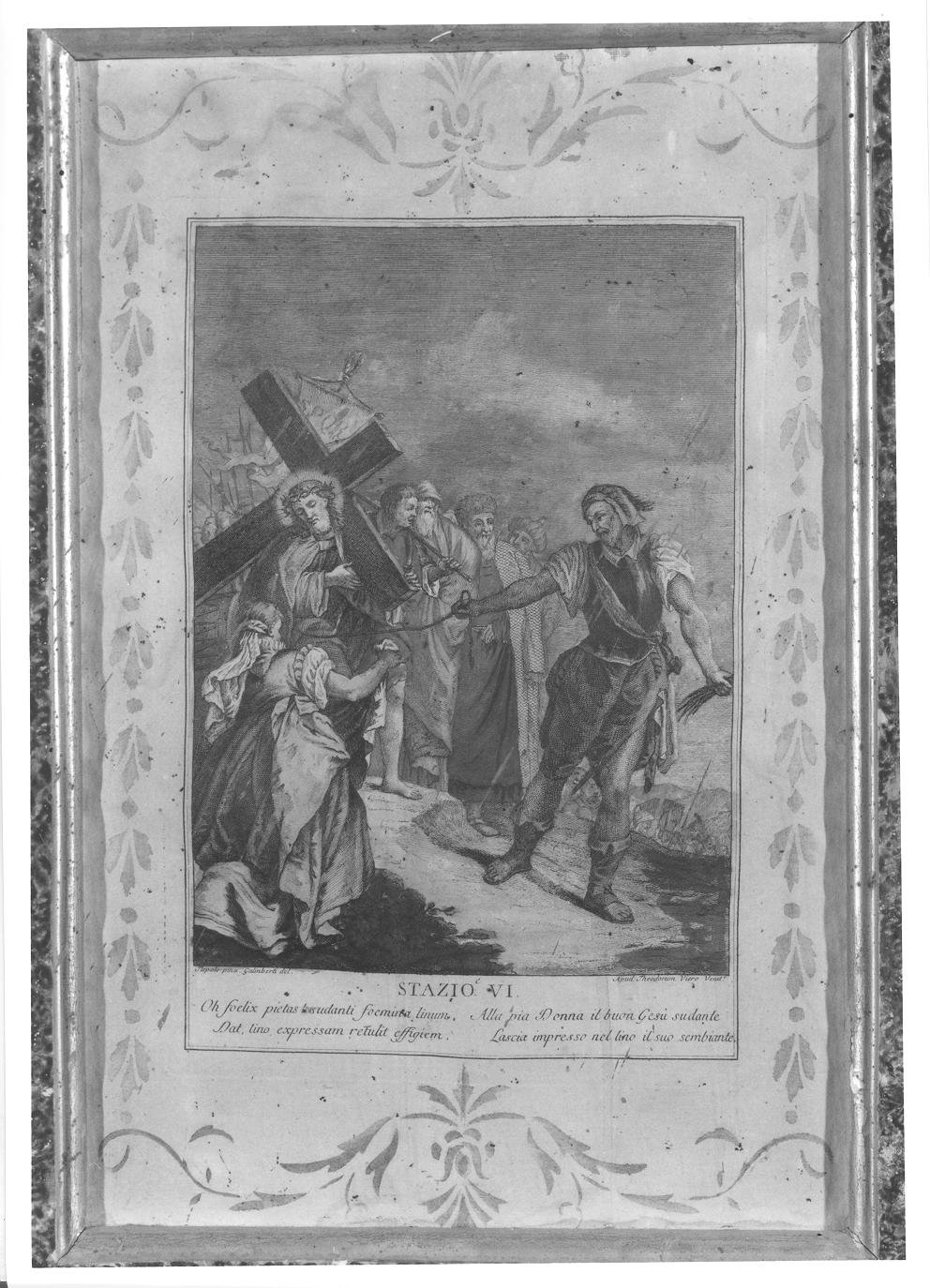 Stazione VI: Gesù asciugato da Santa Veronica (stampa, elemento d'insieme) di Galimberti Francesco (seconda metà sec. XVIII)