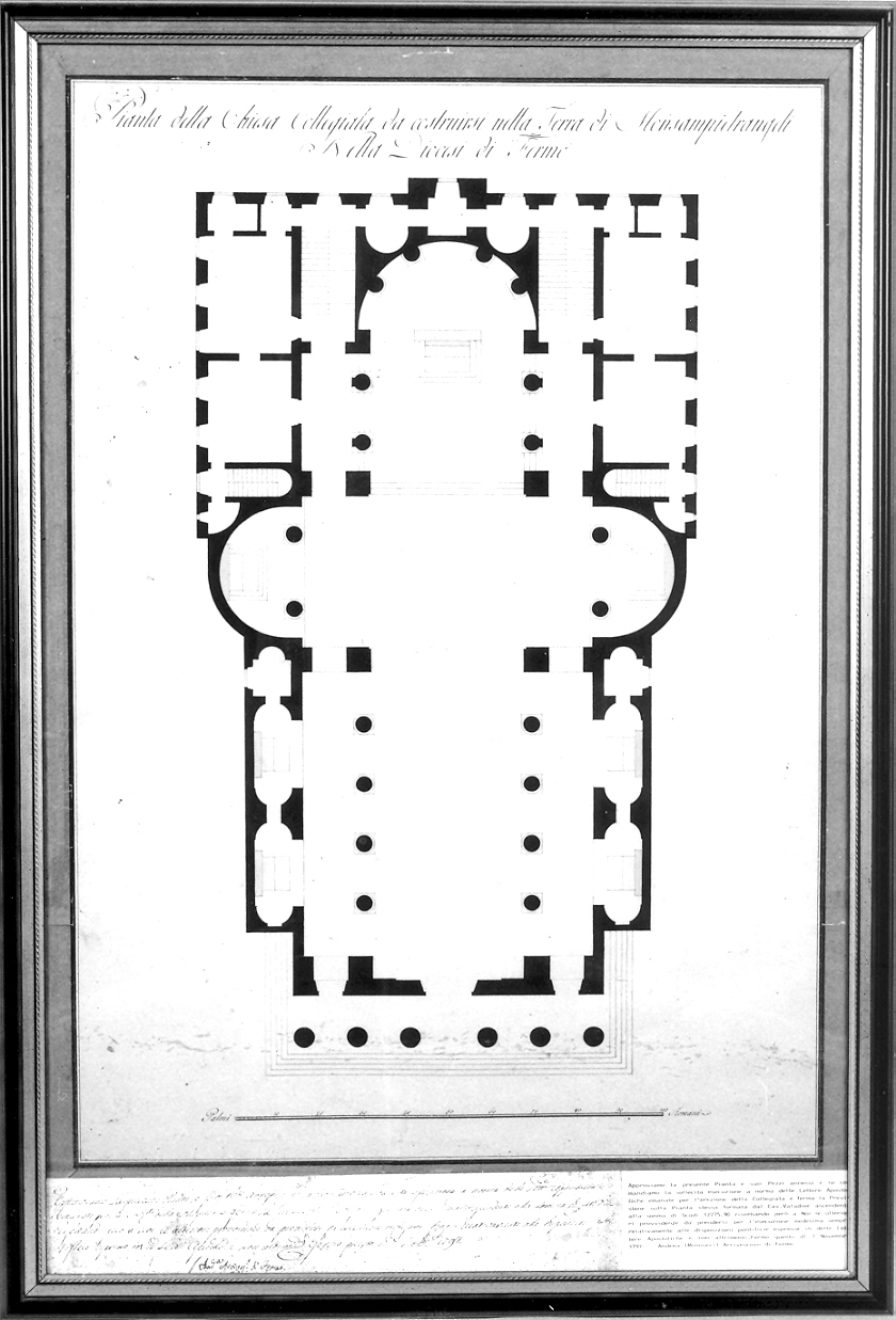 Planimetria della collegiata (disegno) di Valadier Giuseppe (sec. XVIII)