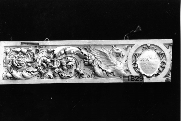 motivi decorativi con girali e grifone (calco) di Lelli Oronzio (bottega) (ultimo quarto sec. XIX)