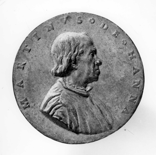 ritratto di Martino de Hanna (calco di medaglia) di Lelli Oronzio (bottega) (ultimo quarto sec. XIX)