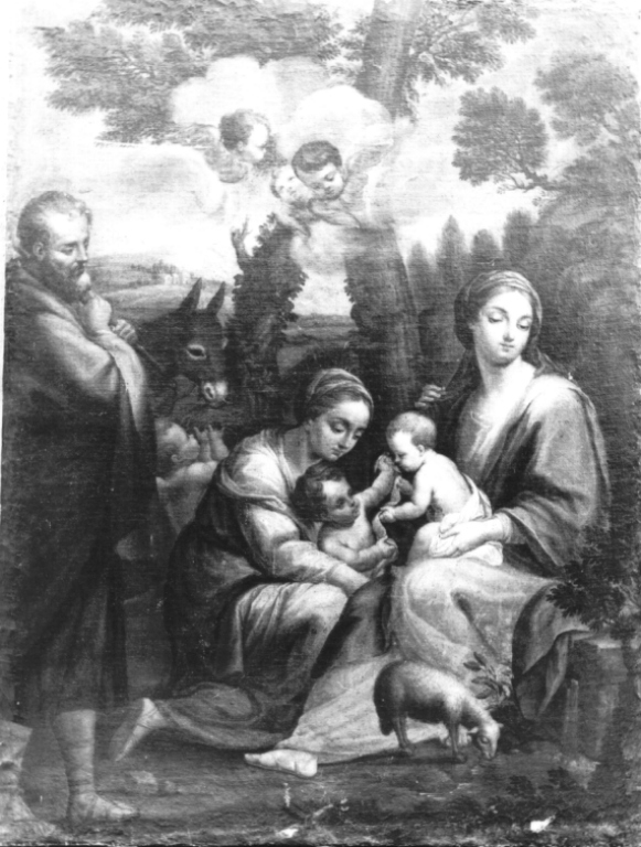 Sacra Famiglia con San Giovannino e Sant'Elisabetta (dipinto) - ambito emiliano (metà sec. XVII)