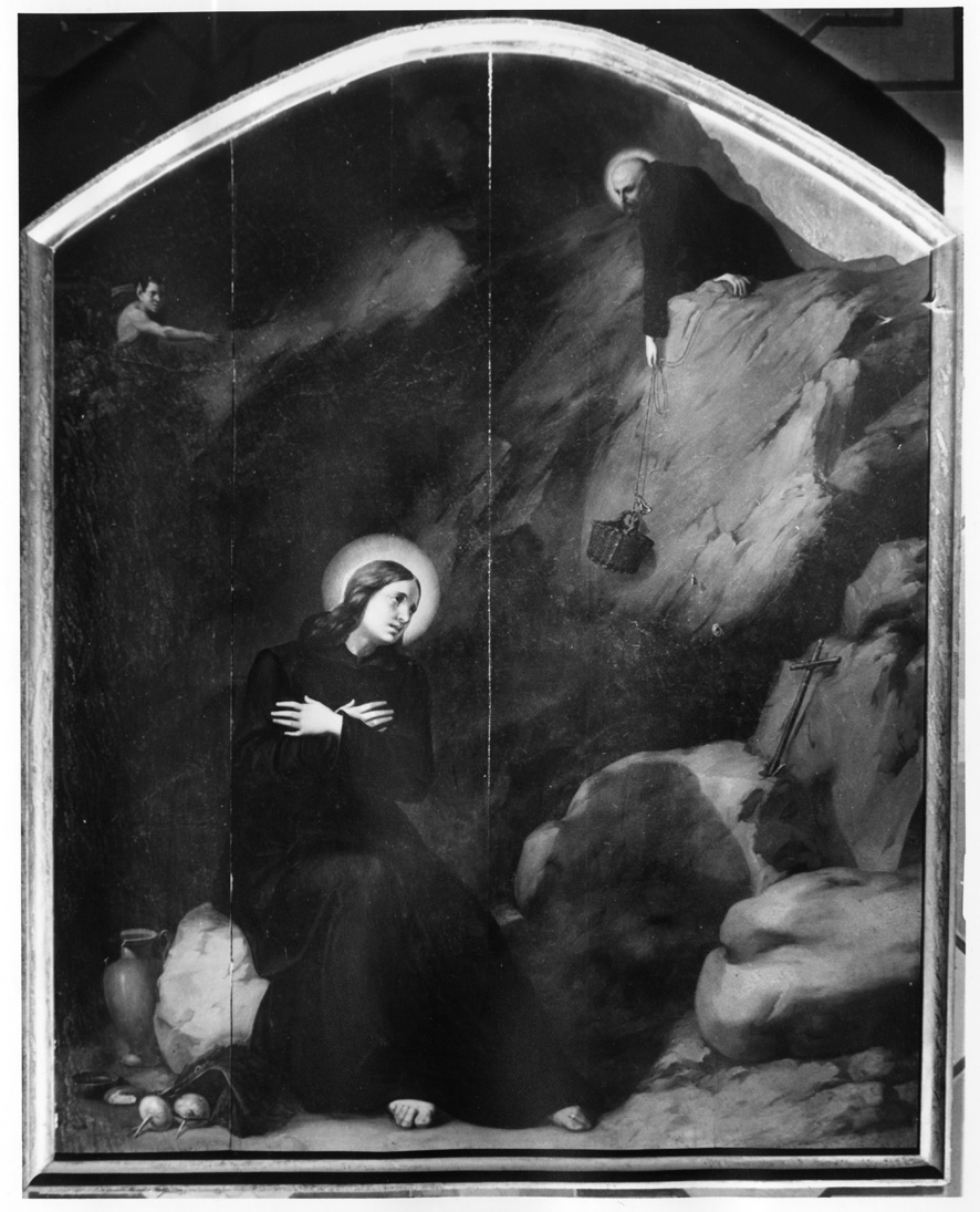 San Benedetto nella spelonca nutrito dal monaco Romano (dipinto) - ambito italiano (prima metà sec. XIX)