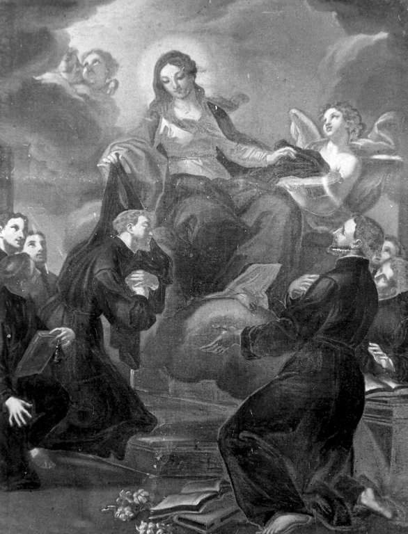 Madonna in gloria con sette monaci benedettini (dipinto) - ambito laziale (sec. XVIII)