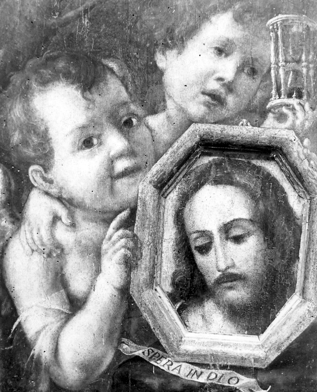 immagine di Cristo sorretta da angeli (dipinto) - ambito italiano (sec. XVII)