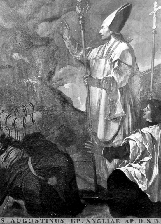 Sant'Agostino benedicente (dipinto) - ambito laziale (sec. XVIII)