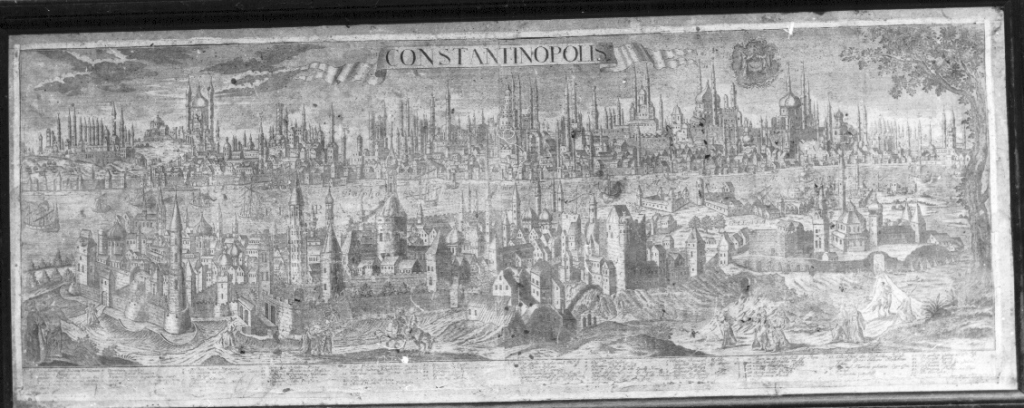Constantinopolis, veduta di Costantinopoli (stampa) di Probst Johann Balthasar (metà sec. XVIII)