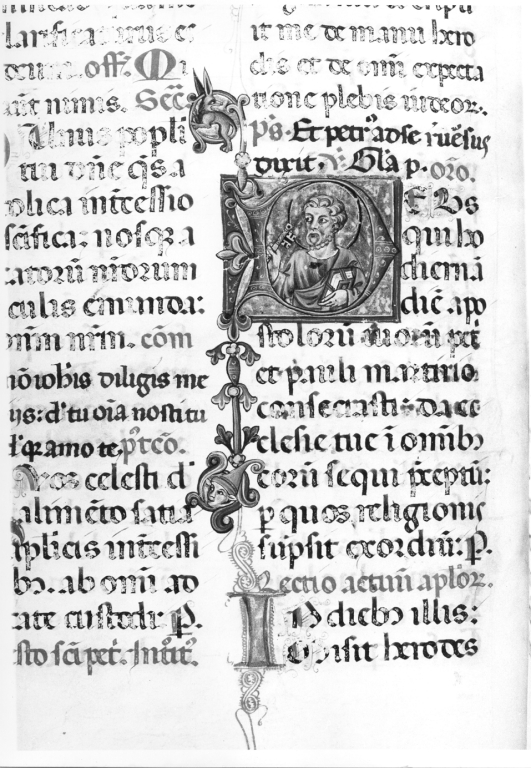 S. Pietro e decori (miniatura, serie) - ambito laziale (sec. XIV)